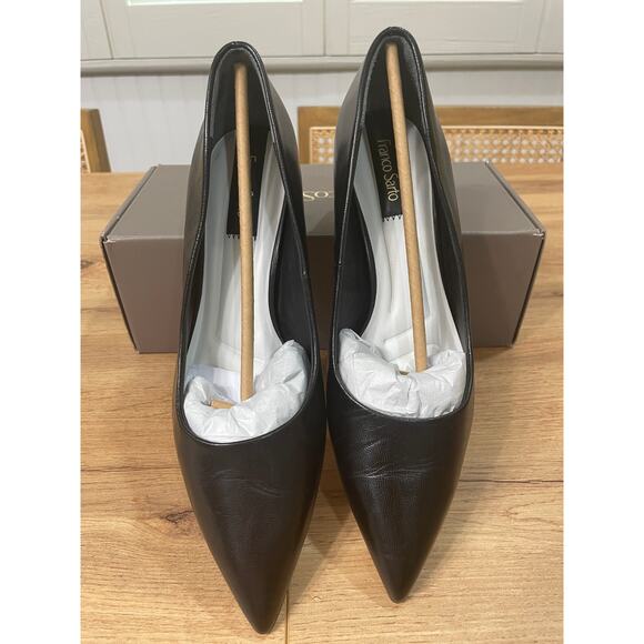 Franco Sarto Racer Pump Black Leather Size 8 Wide NIB Timeless Dressy Shoes - Picture 5 of 14